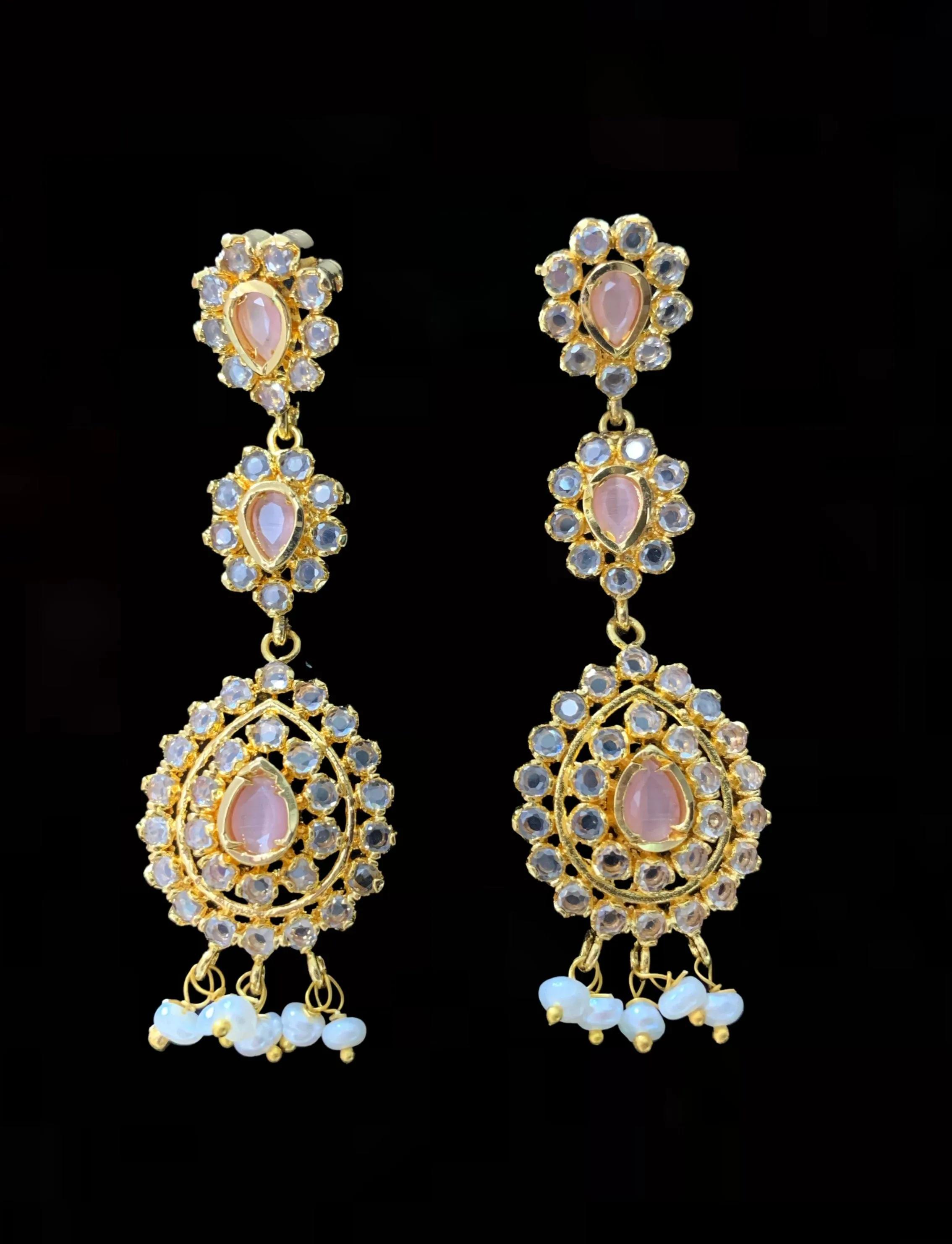 NS128 Zehra rosequartz  with fresh water pearls  SET  (READY TO SHIP)