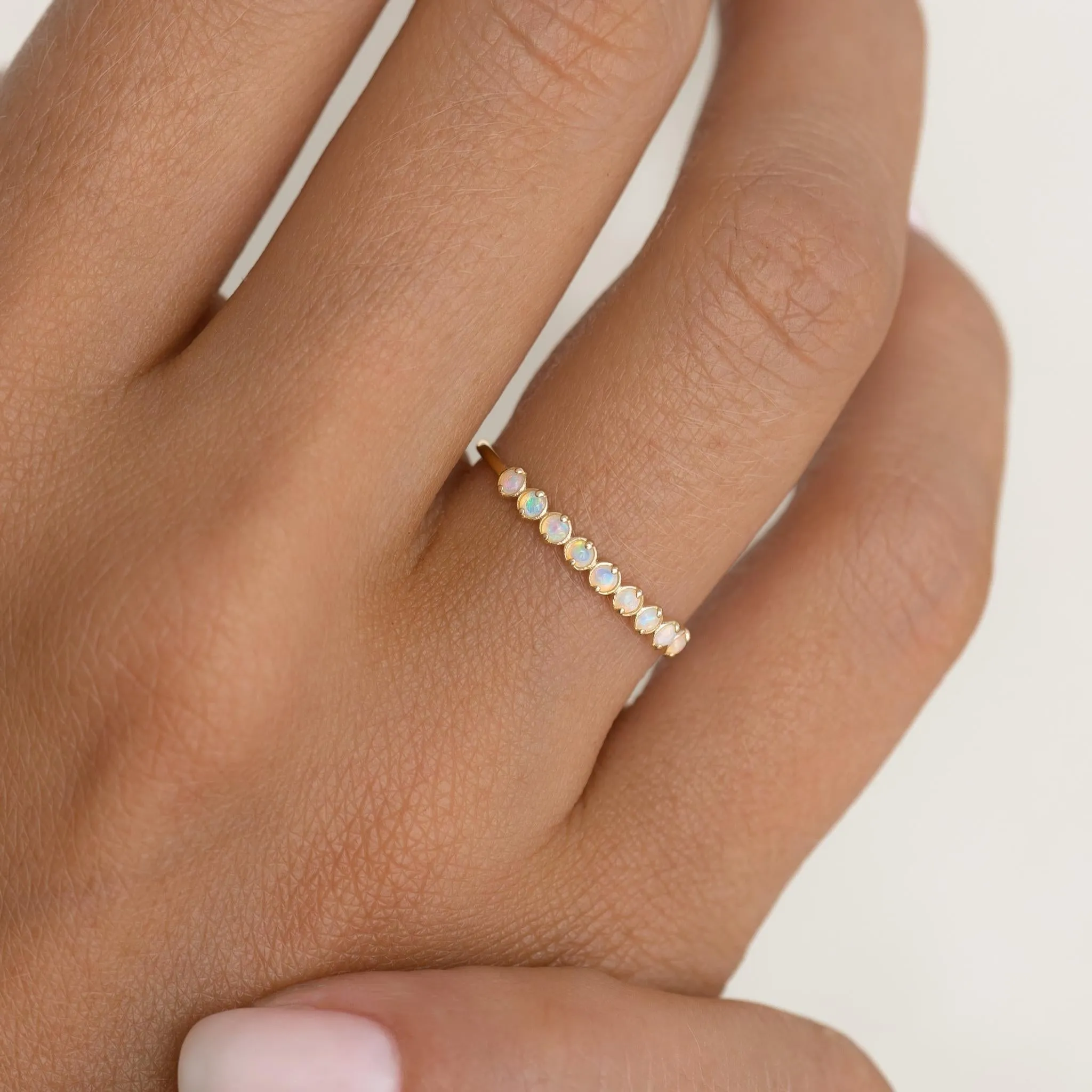 October Birthstone Ring 14k Gold - Opal