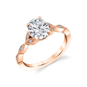 Oval Cut Unique Vintage Engagement Ring - Frederique 14k Gold Rose