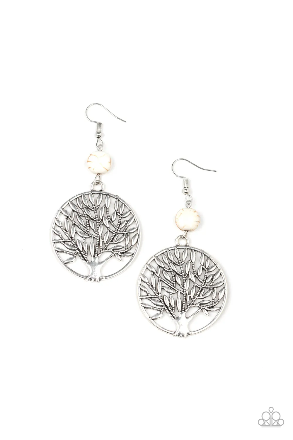 Paparazzi Earring ~ Bountiful Branches - White