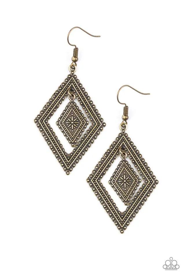 Paparazzi Earring ~ Dusky Dunes - Brass