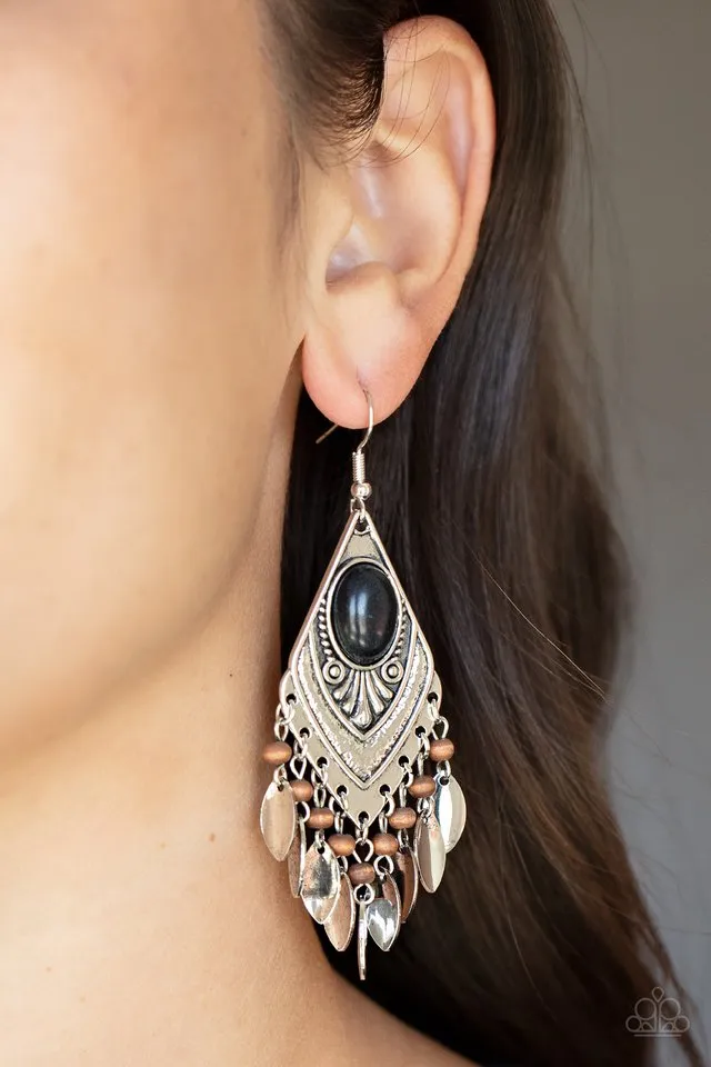 Paparazzi Earring ~ Earthy Etiquette - Black