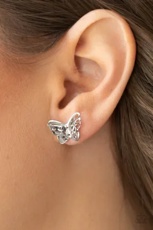 Paparazzi Earring ~ Flutter Fantasy - Silver