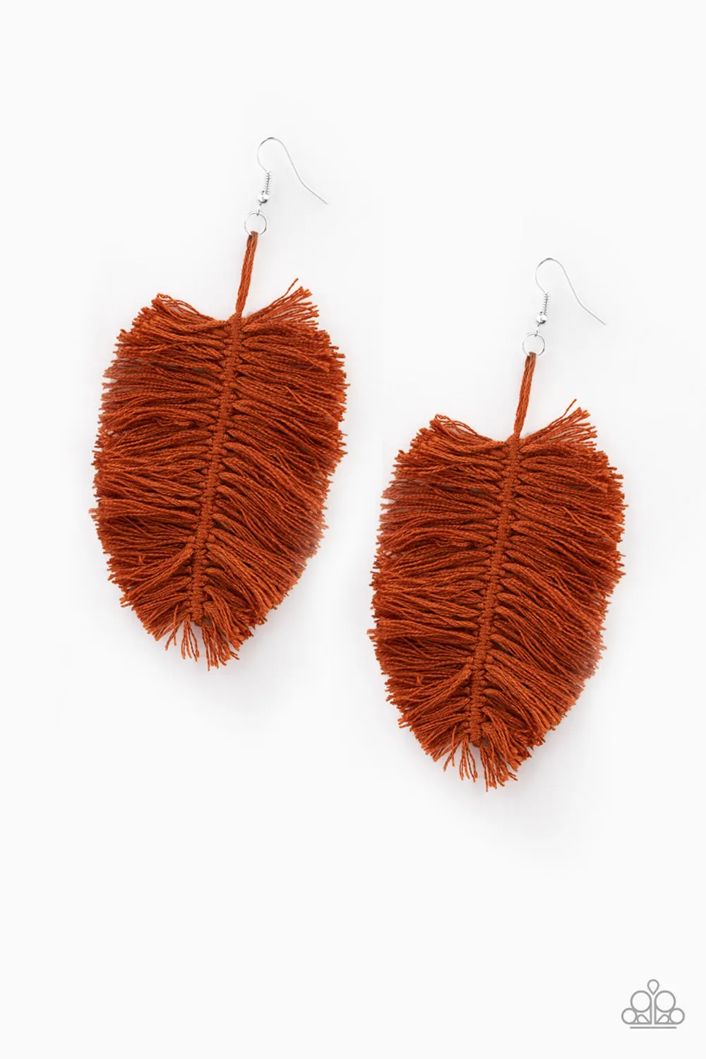 Paparazzi Earring ~ Hanging by a Thread - Brown