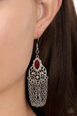 Paparazzi Earring ~ Pressed for CHIME - Red