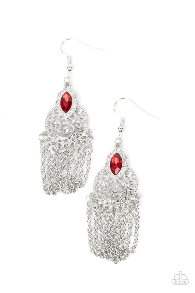 Paparazzi Earring ~ Pressed for CHIME - Red