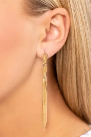 Paparazzi Earring ~ Ropin Rodeo Queen - Gold