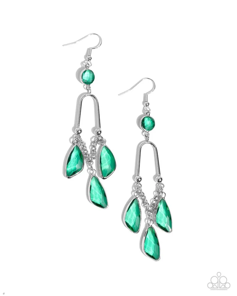 Paparazzi Earring ~ Winged Wardrobe - Green