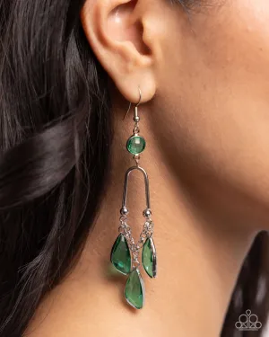 Paparazzi Earring ~ Winged Wardrobe - Green