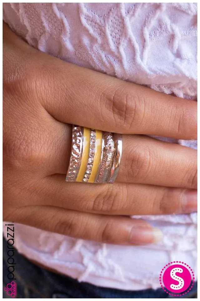 Paparazzi Ring ~ Stack the Deck - Yellow