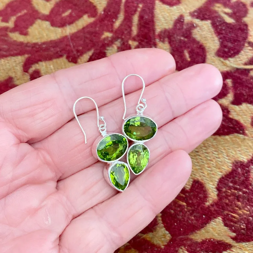 Peridot Double Stone Drop Earrings - Grace