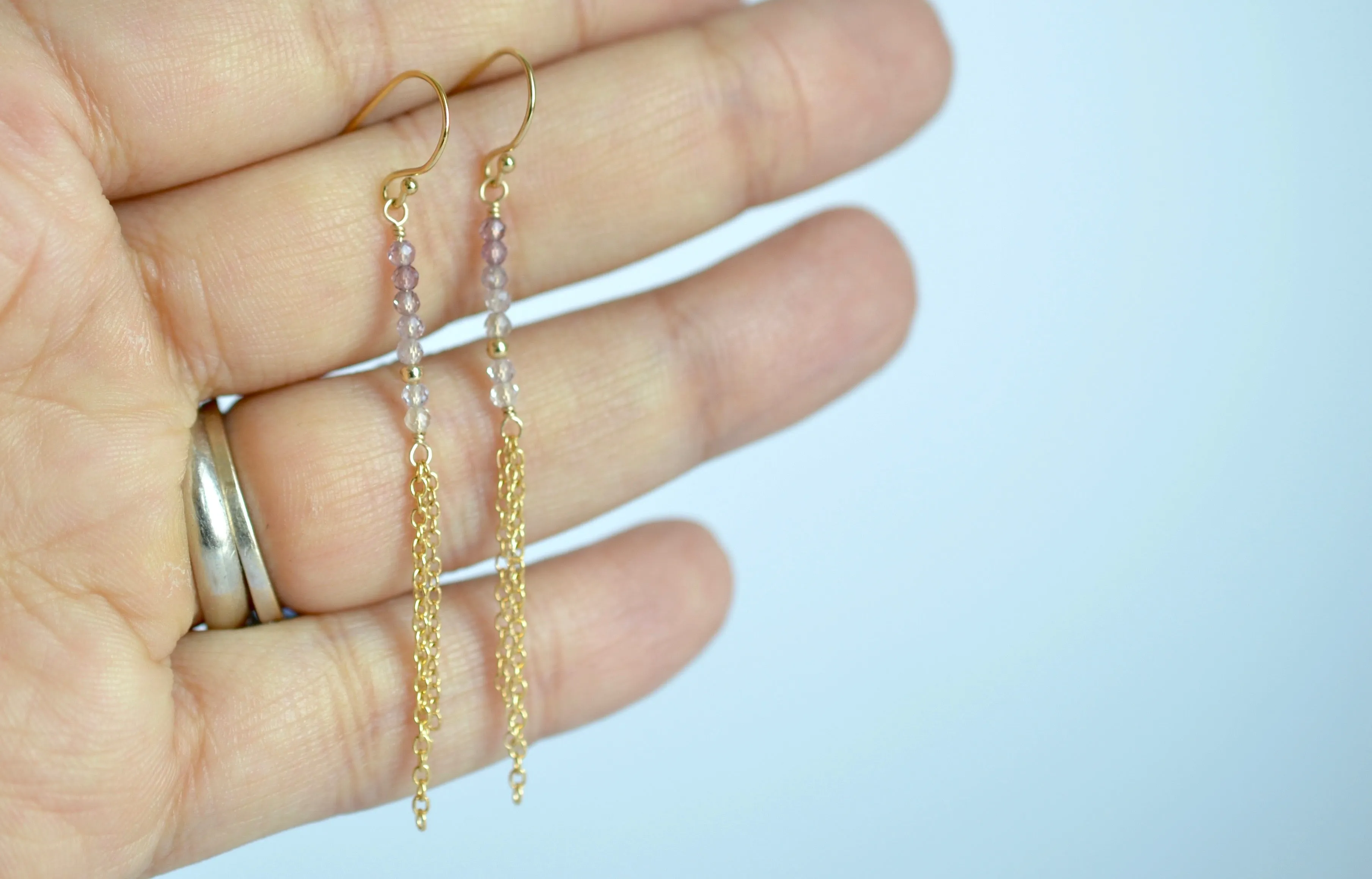 Piper - Spinel, 14k Gold Filled Tassel Earrings