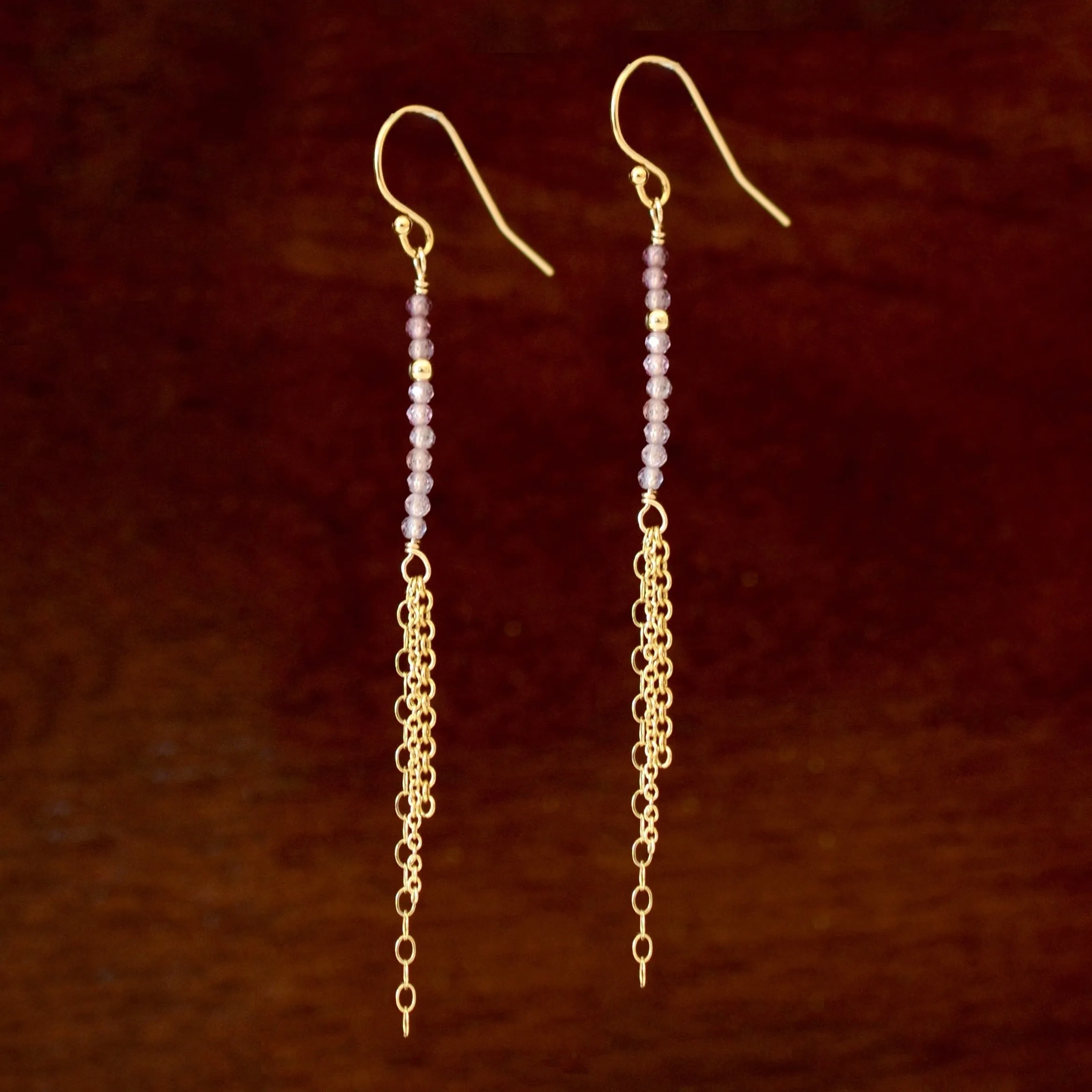 Piper - Spinel, 14k Gold Filled Tassel Earrings