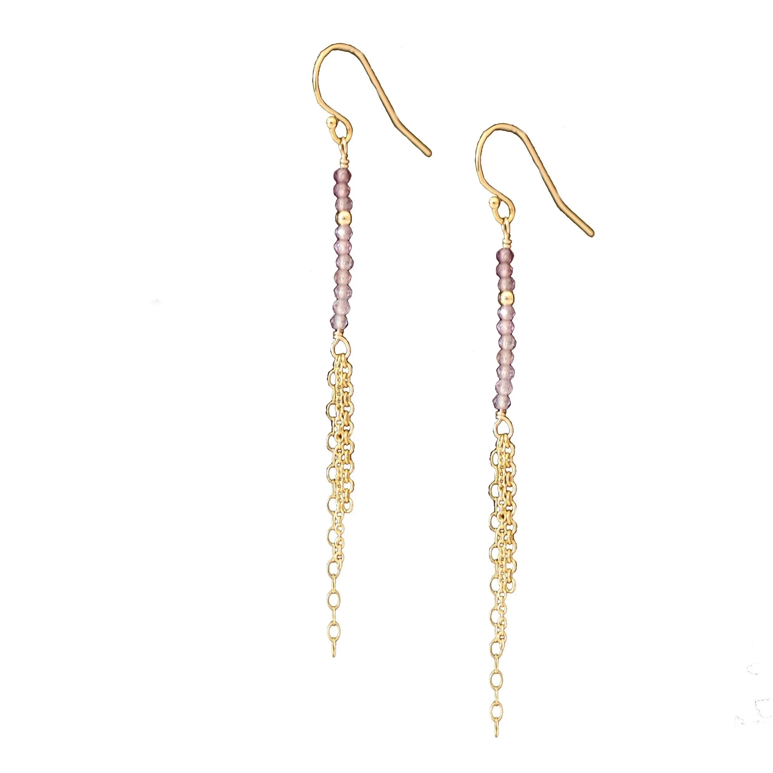 Piper - Spinel, 14k Gold Filled Tassel Earrings