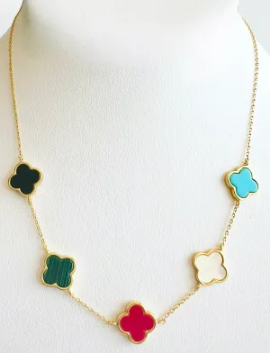 Quatrefoil Link Necklace - Colorful