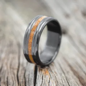 "AUSTIN" - WHISKEY BARREL OAK WEDDING BAND - BLACK ZIRCONIUM - SIZE 8