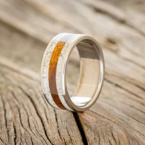 "RAINIER" - ANTLER & IRONWOOD WEDDING BAND - TITANIUM - SIZE 7