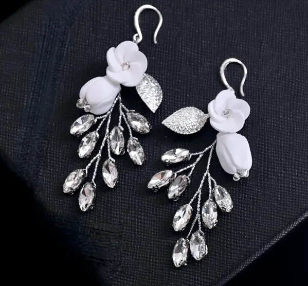 "Remy" - Bohemian Ceramic Flowers Bridal Earrings