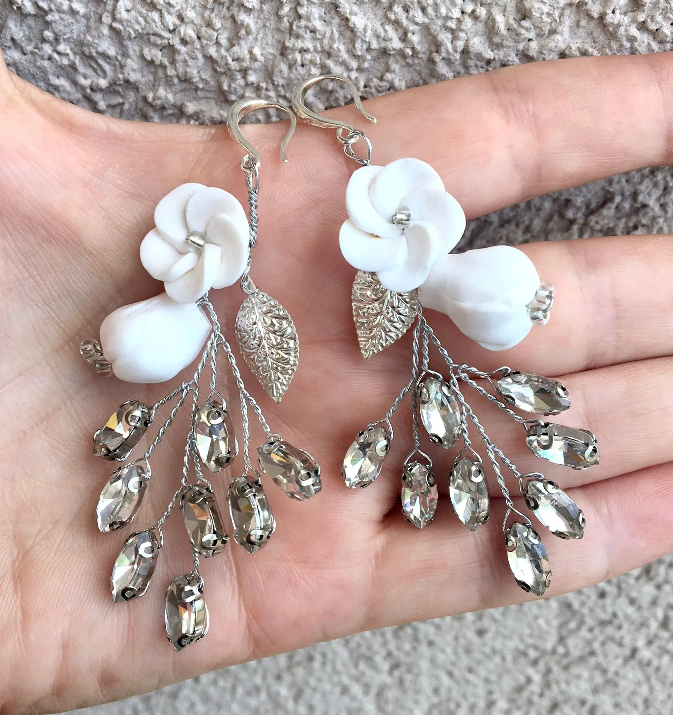 "Remy" - Bohemian Ceramic Flowers Bridal Earrings