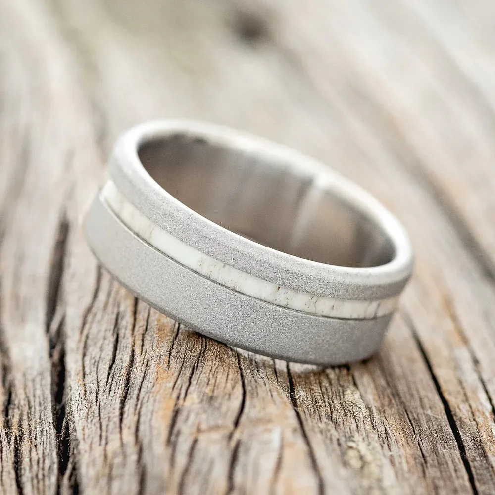 "VERTIGO" - ANTLER WEDDING BAND WITH SANDBLASTED FINISH - TITANIUM - SIZE 6 1/2