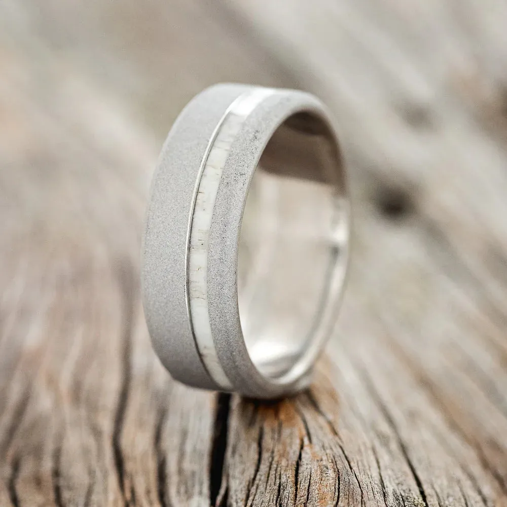 "VERTIGO" - ANTLER WEDDING BAND WITH SANDBLASTED FINISH - TITANIUM - SIZE 6 1/2