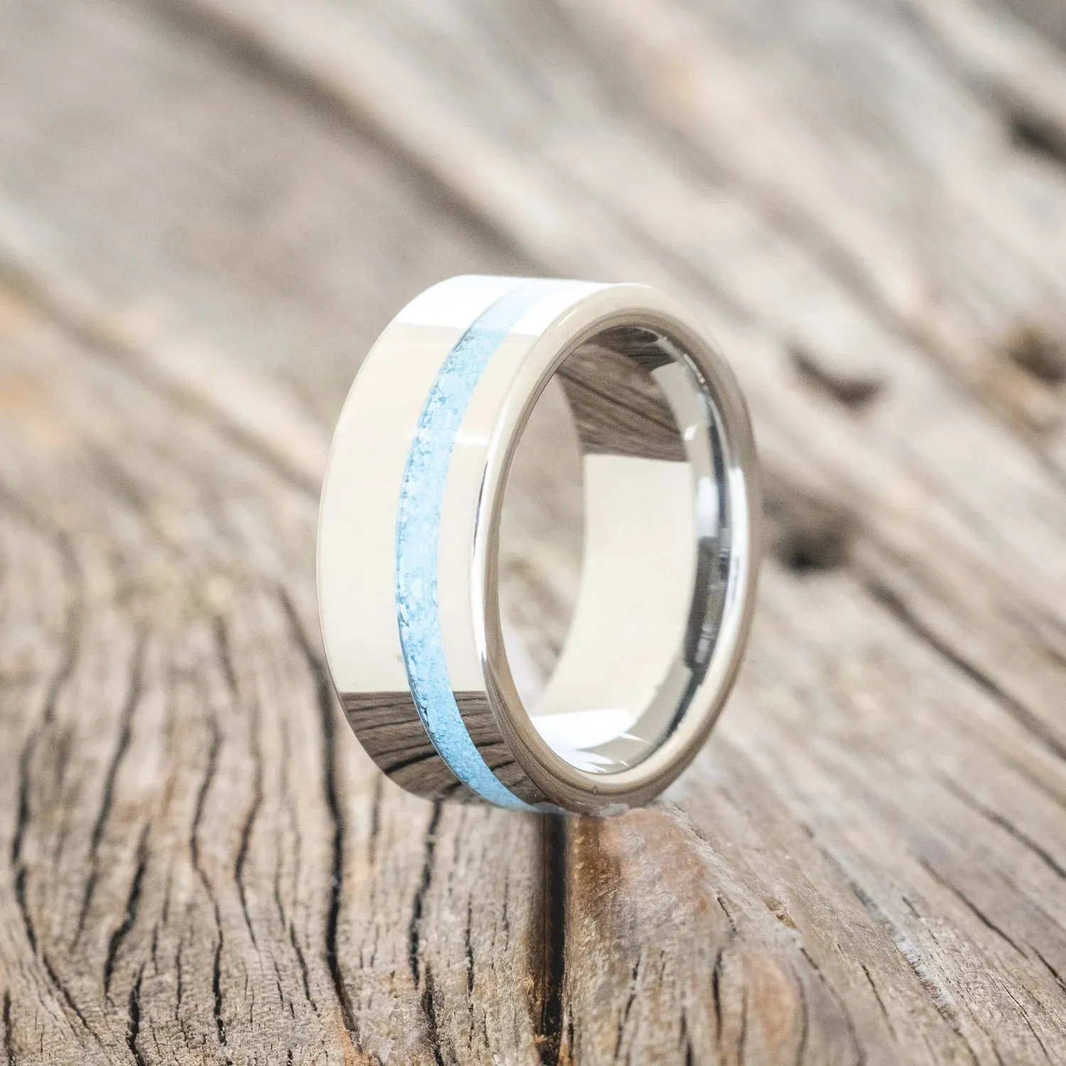 "VERTIGO" - TURQUOISE WEDDING BAND - TUNGSTEN - SIZE 12