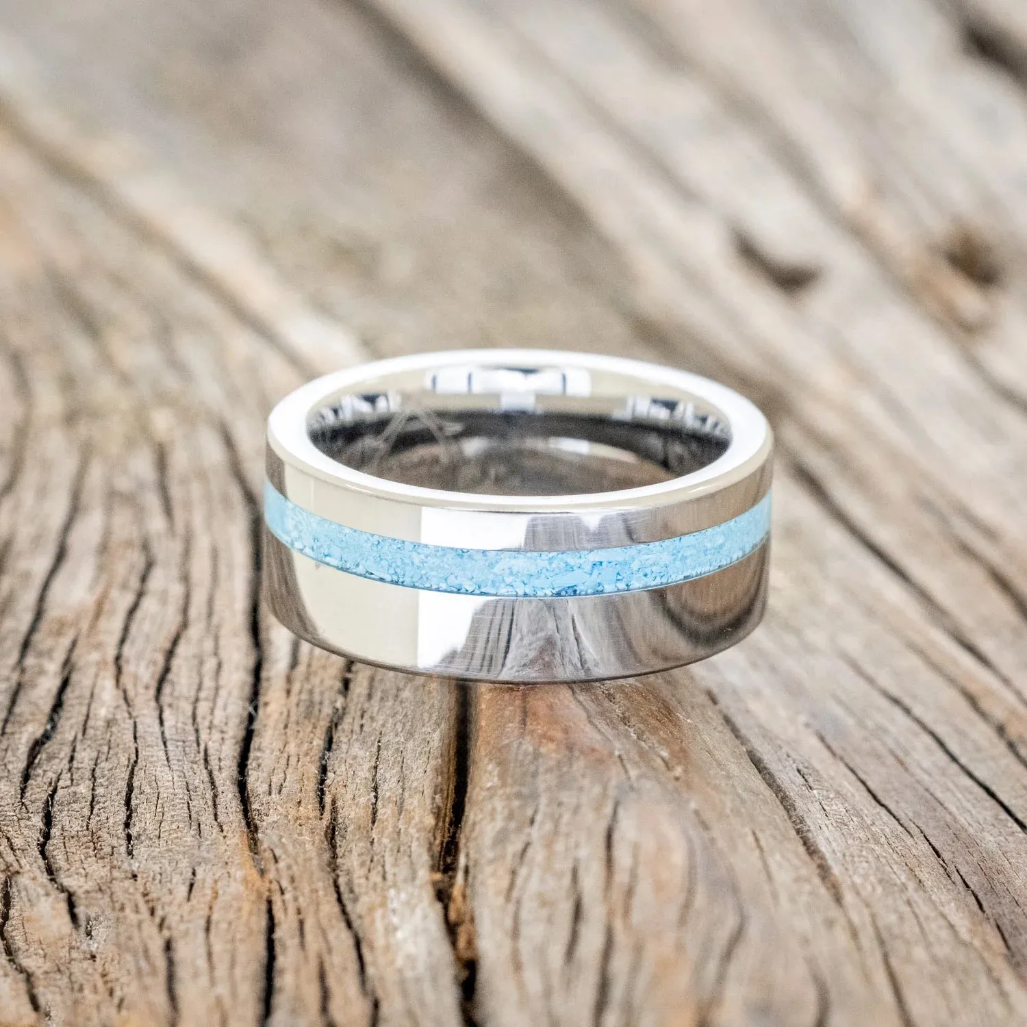 "VERTIGO" - TURQUOISE WEDDING BAND - TUNGSTEN - SIZE 12