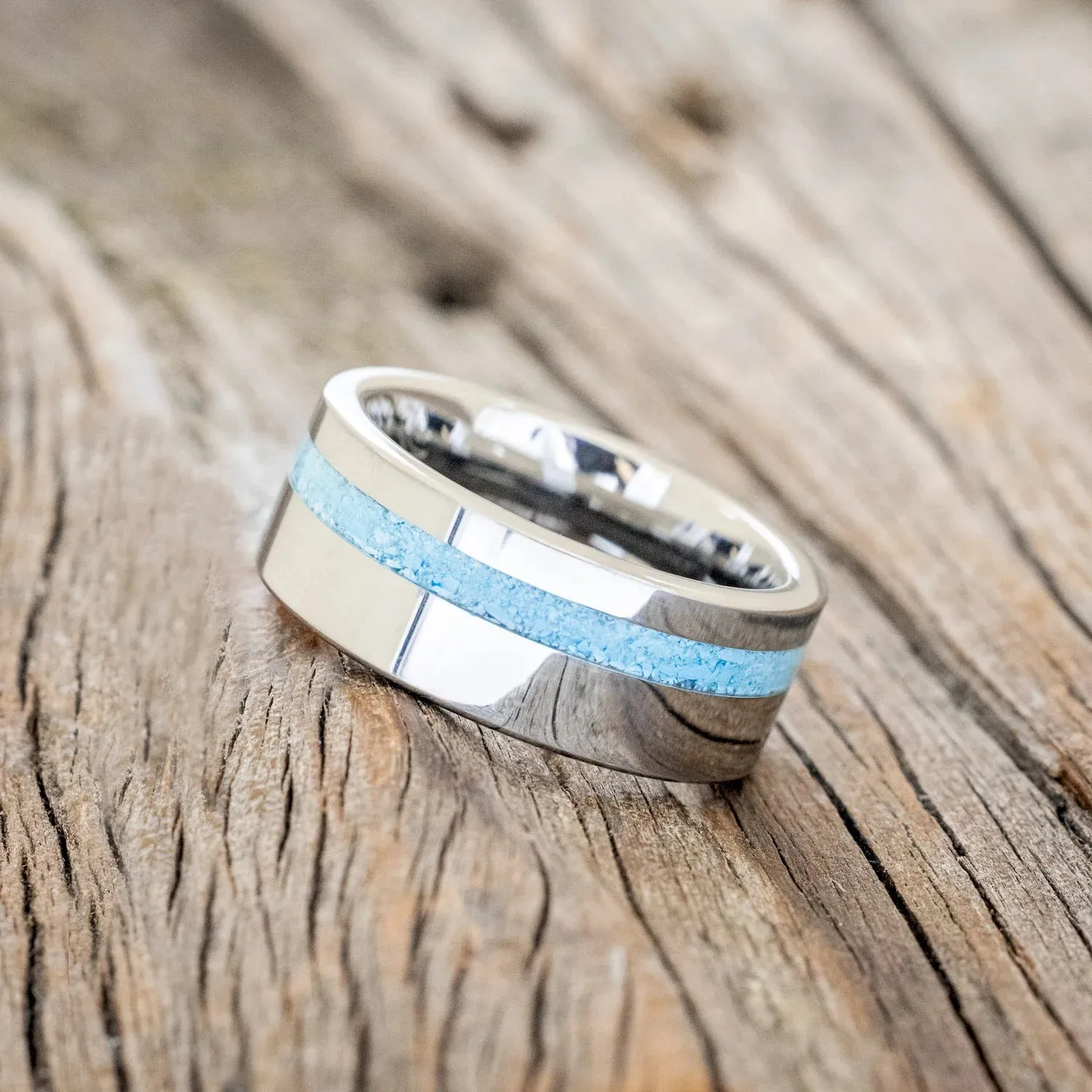 "VERTIGO" - TURQUOISE WEDDING BAND - TUNGSTEN - SIZE 12