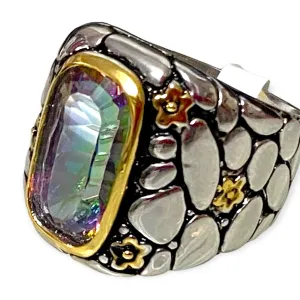 Rainbow Mystic Topaz Sterling Silver Statement Ring Size 8.5