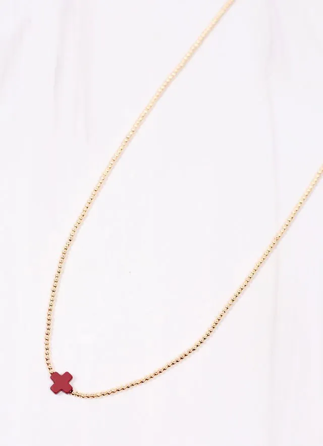 Rink Necklace with Cross BURGUNDY