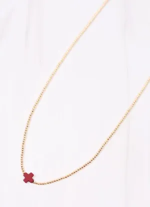 Rink Necklace with Cross BURGUNDY