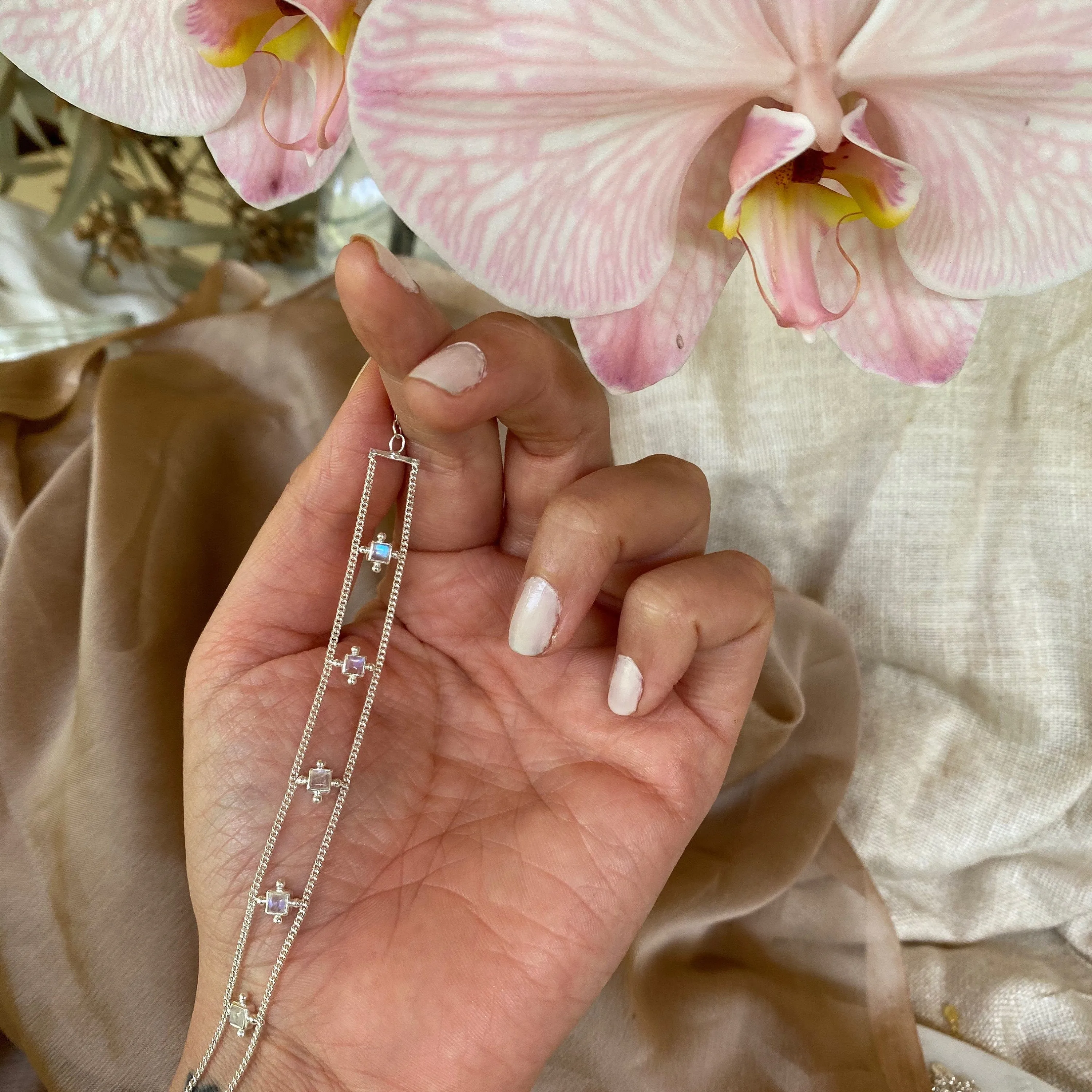 Riri Sterling Silver Rainbow Moonstone Bracelet