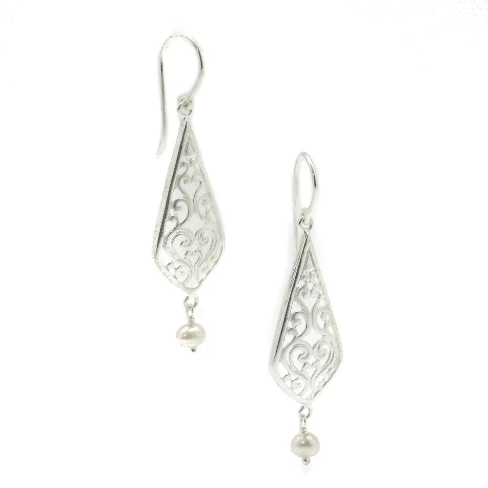 Sea Embrace Sterling Silver Pearl Earrings