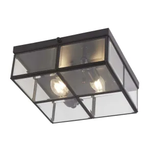 Searchlight 6769-26BK Flush 2 Light Flush Box Black With Clear Bevelled Glass Panels