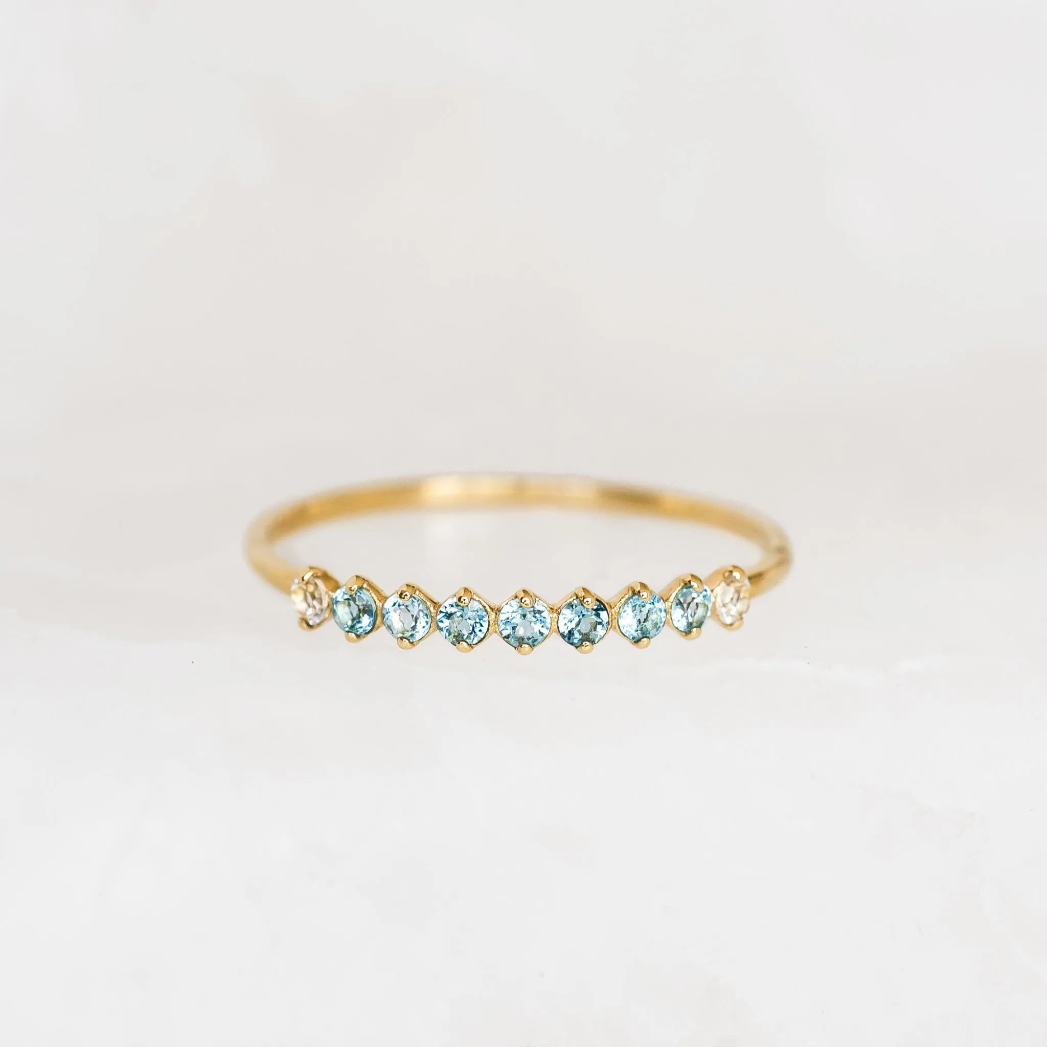 September Birthstone Ring 14k Gold - Ombre London Blue Topaz