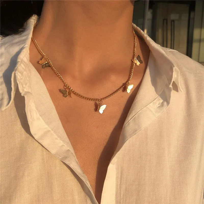 Simple Crystal Geometric Gold Pendant Necklace