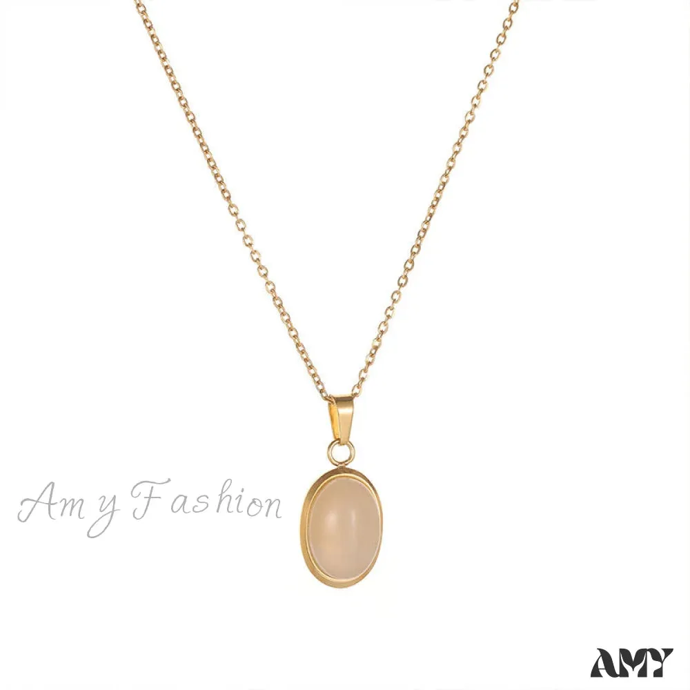 Simple Fashion Opal Stone 18K Gold Necklace