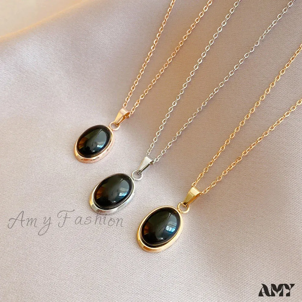 Simple Fashion Opal Stone 18K Gold Necklace