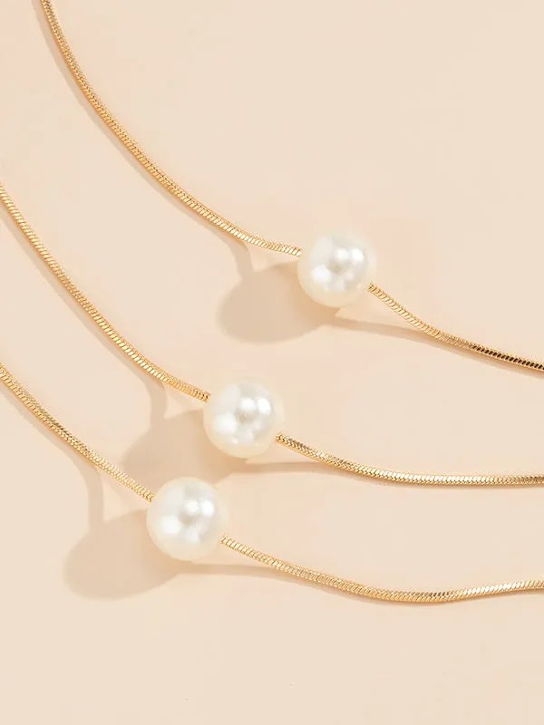 Simple Multilayer Pearl Necklaces Accessories