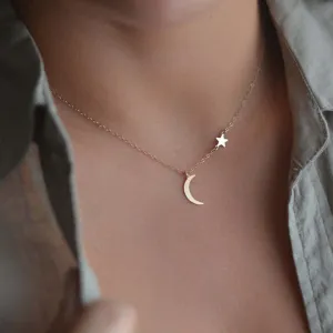 Simple star moon necklace