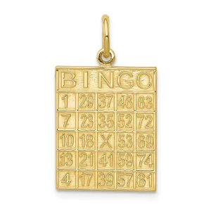 Solid 10k Yellow Gold Polish Bingo Card Pendant