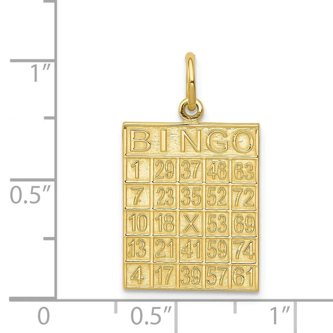 Solid 10k Yellow Gold Polish Bingo Card Pendant