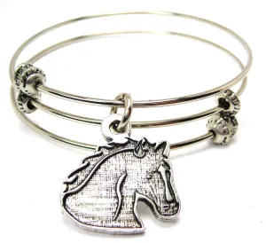 Stallion Head Triple Style Expandable Bangle Bracelet