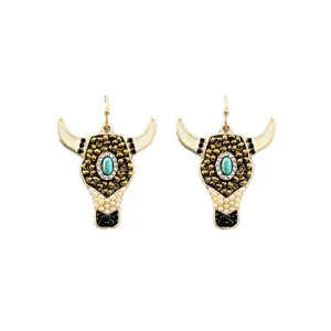 Steerhead Gold and Turquoise Earrings