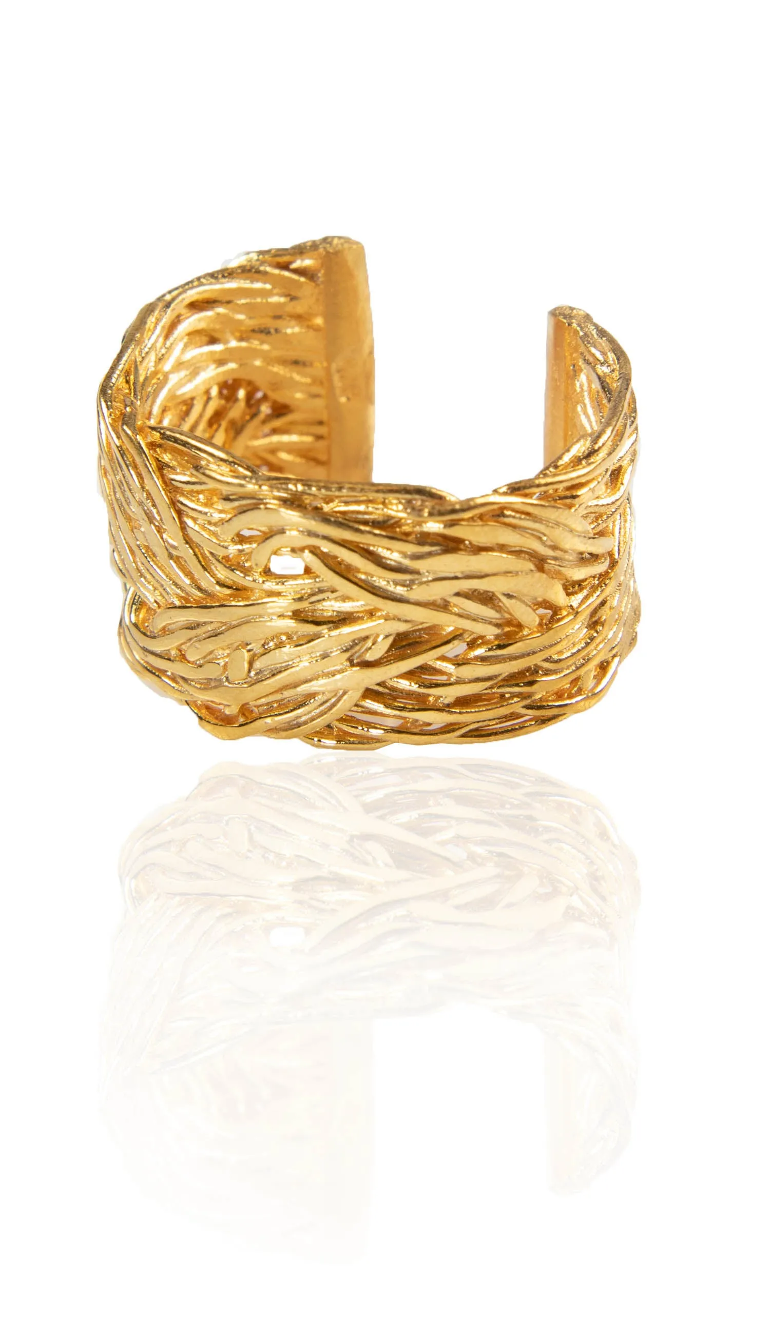 Sterling Silver Braided Kun Fayakun Band Ring- Gold - FINAL SALE