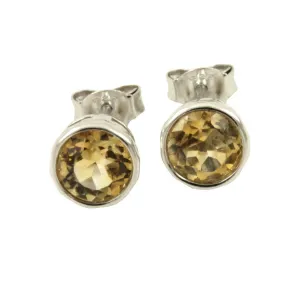 Sterling Silver Citrine Earrings Studs