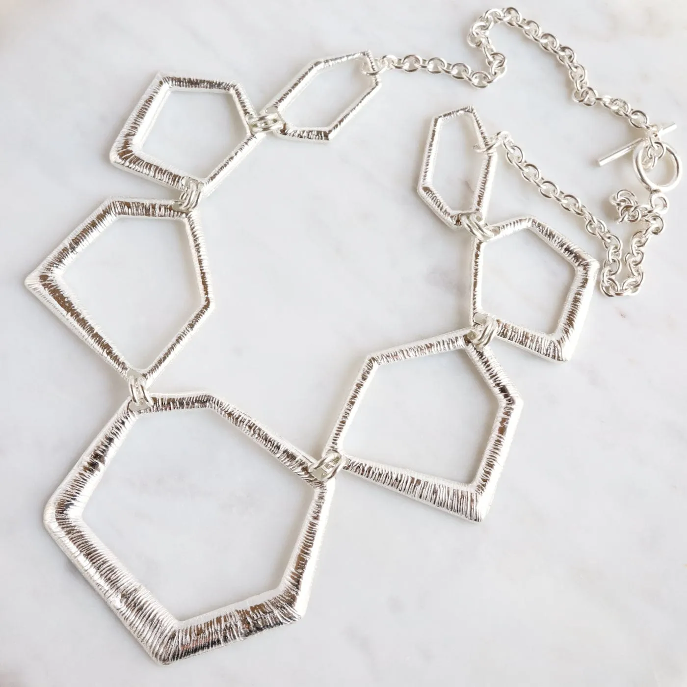 Sterling Silver Graduating Geometric Shapes Necklace