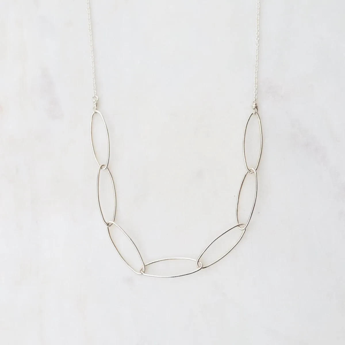 Sterling Silver Marquise Link Necklace