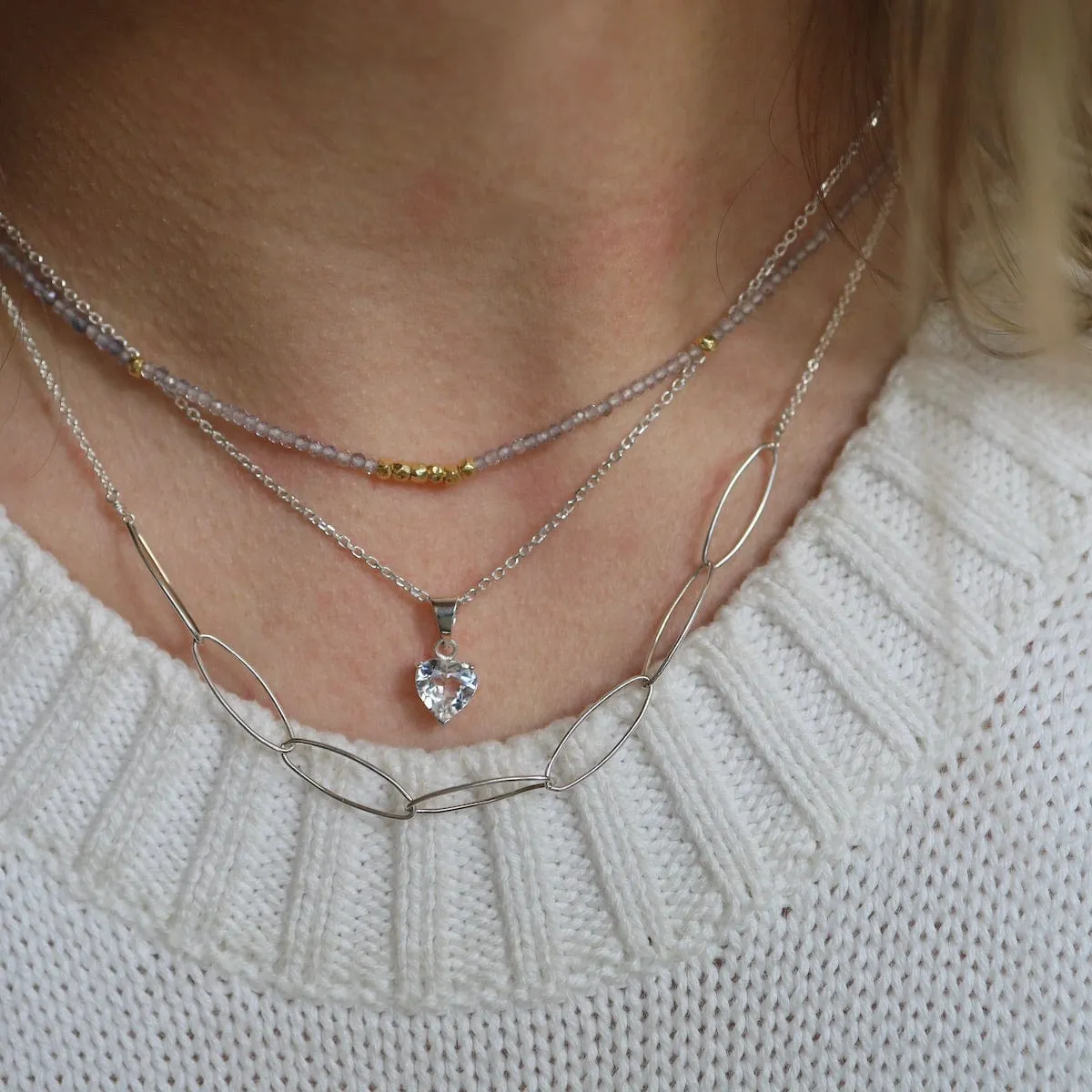 Sterling Silver Marquise Link Necklace