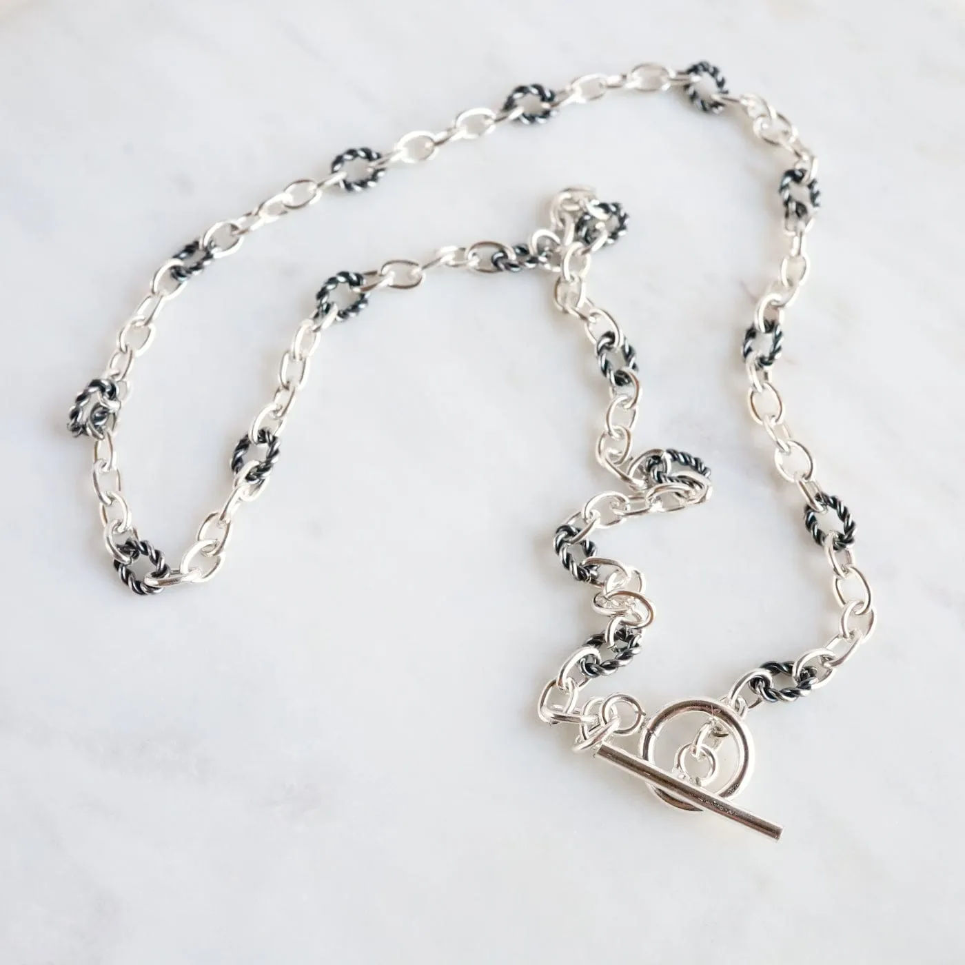 Sterling Silver Mixed Link Chain Necklace